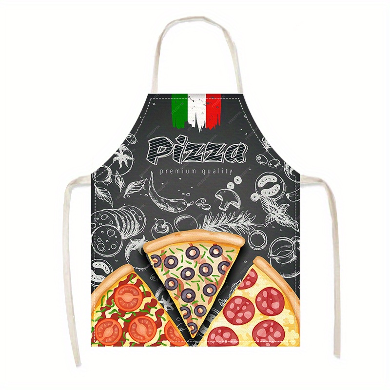 Home Cooking In Italian - Grembiule in Lino con Stampa Pizza